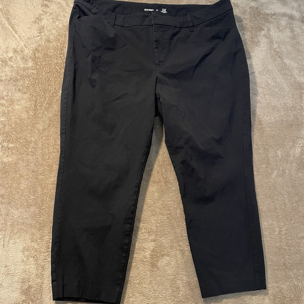 Old Navy Pants Women's 22 Plus High Rise Pixie Ankle Black Crop Casual Career